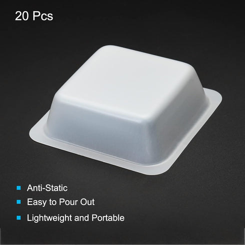 PATIKIL Square-Shaped Weigh Boats, 20 Pack Plastic 100mL Medium Disposable Powder Dispenser, White.