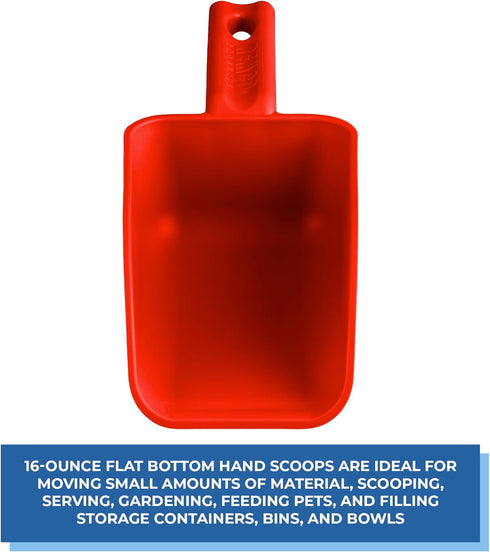 Vikan Remco 63004 Color-Coded Plastic Hand Scoop, 16 oz, BPA-Free Food-Safe Kitchen Utensils, Red