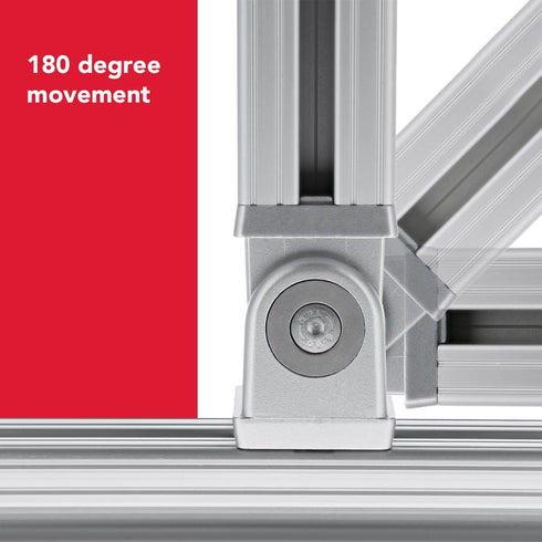 8020 14017 15 Series 2 Hole Flexible Pivot Joint Connector Fittings, 180 Degree Adjustable Pivot Joint
