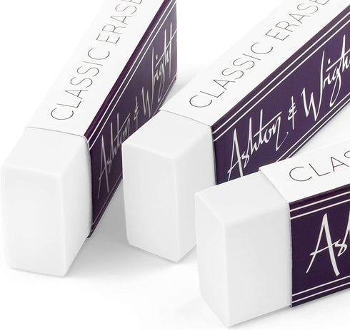 Classic Eraser by Ashton and Wright - Pack of 5, Latex Free Plastic Rubber, White