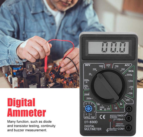 Digital Multimeter Tester, DT830D Autoranging for Continuity Measurement and Transistor Testing