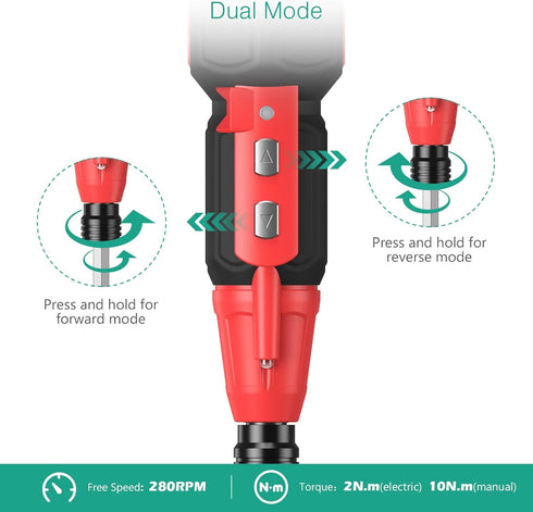 ORIA Rechargeable Cordless Screwdriver Set, Electric Power Screwdriver with LED Light, 10 Bits, 1/4'' Bit Holder