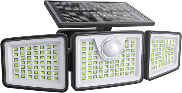 daphino 2500LM Solar Lights Outdoor with Motion Sensor,3 Head 270 Wide Angle