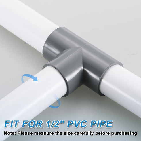 1/2" 3 3 Elbow Elbow uxcell PVC Tee, Pcs Way Connector Furniture Grade PVC Tee Pipe Fitting Adapter Corner Fitting