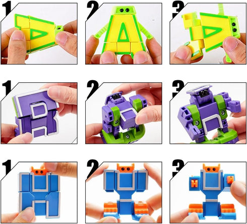 Odowalker 26 2" Pcs Alphabet Robots Letters Alpha Bots Alphabots Transform Letters for Learning for Carnival Prizes