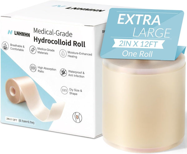 LNHMHN Hydrocolloid Roll Bandages, Extra Long Cut-to-Size Pimple Patch Tape for Face &