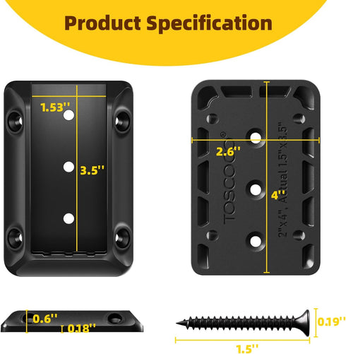 4pcs Deck Railing Bracket Connectors for 2 4 (1.5" 3.5 ) Deck Railing Wood Post, Railing Bracket for Wood Stair Fence Railings Handrail with Coated Screws and a Drill Bit, Fence Brackets