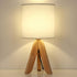 HAITRAL Small Bedside Table Lamp - Wooden Tripod Nightstand Lamp for Bedroom, Living Room, Office, Farmhouse, Home