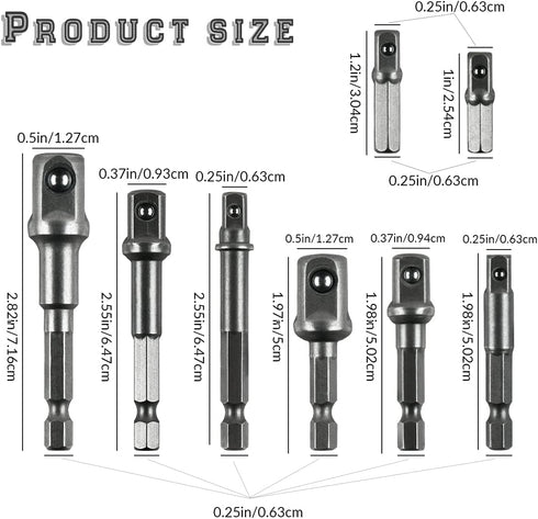 8 Pcs Drill Bit Adapter Set, Impact Grade Socket Adapter for Screwdriver, Cordless Drill