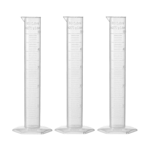 uxcell 50ml Plastic Graduated Cylinder, Clear Hex Base Flask, Science Test Tube Beakers, 3pcs for Lab Home