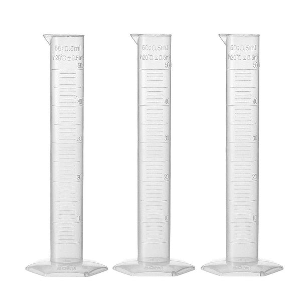 uxcell 50ml Plastic Graduated Cylinder, Clear Hex Base Flask, Science Test Tube Beakers, 3pcs for Lab Home