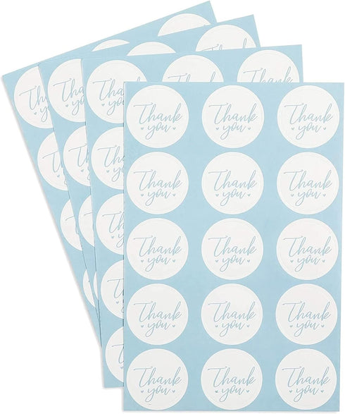 Pipilo Press 6 4 Inch Pack 60 Baby Shower Thank You Cards with Envelopes & Stickers for Boy - x Blue Clothesline Design