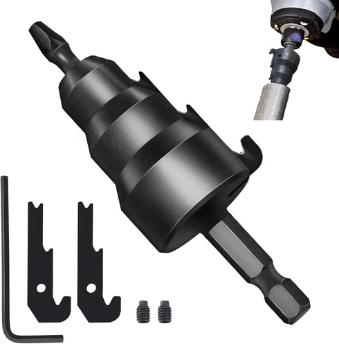 Universal Power Conduit Reamer Tool Kit with 2 Replacement Blades and Screw, Zinc Alloy