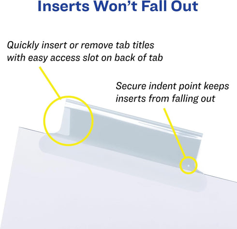Avery Extra-Wide Big Tab Insertable Dividers for 3 Ring Binders - 5 Tab Sets, White Paper, Clear Tabs, 6 Sets (41121)