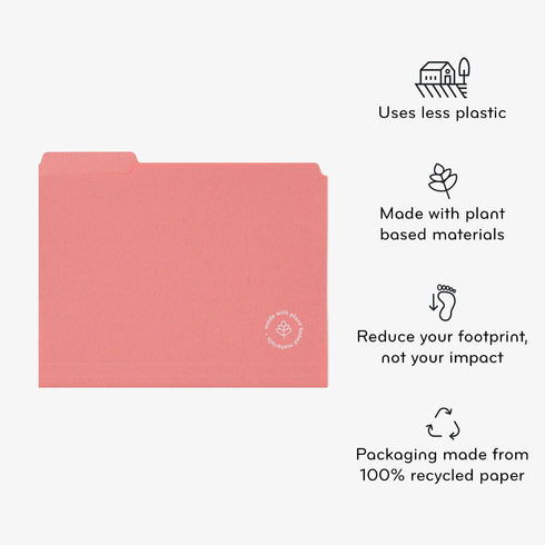 U Brands U-Eco Poly File Folders, Set of 24, Assorted Brights, 1/3-Cut Tabs, 100% Recycled Labels