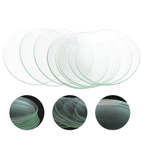 10 Pcs Watch Glass Thick Flat Clear Glass Chemistry Lab Equipment Cover Lids for Beakers & Flasks, Round Set