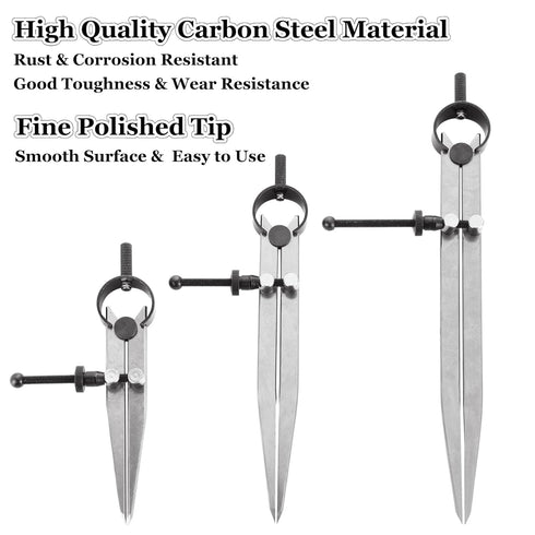 3 Pack Adjustable Spring Wing Divider, 4 & 6 & 8 Inch Steel Lockable Divider Compass for Drawing, Drafting