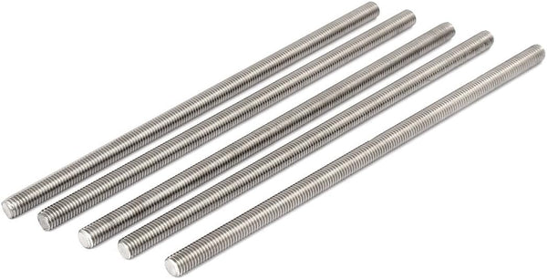 uxcell M8 x 200mm 304 Stainless Steel Fully Threaded Rods Fasteners, Silver Tone, 5 Pcs