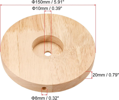 PATIKIL 150mm Wooden Lamp Base, 1 Pack Circular Solid Wooden Base Wood Desk Lamp Stand Replacement for Table Lamps DIY by PATIKIL