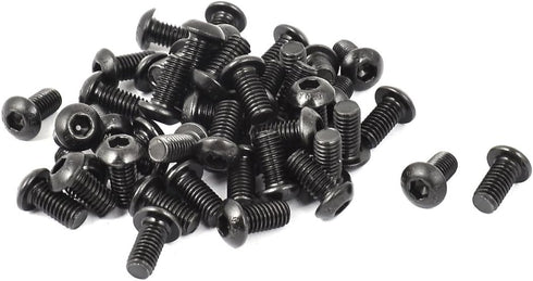 uxcell M6x12mm Button Head Hex Socket Cap Screw Bolt, Black, 50pcs