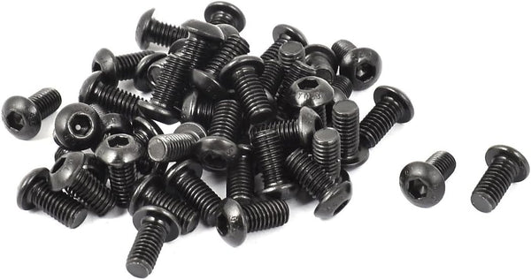 uxcell M6x12mm Button Head Hex Socket Cap Screw Bolt, Black, 50pcs