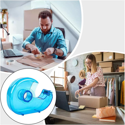 Small Portable Tape Dispenser, Transparent Refillable Hand Dispenser for Adhesive Tape Office Home (Random Color)