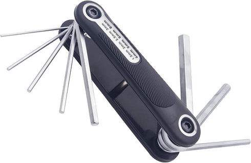 R'DEER 8 in 1 Folding Hex Key Set, Portable Bike Metric Allen Wrench Kit, Comfort Grip, Sizes 1.5mm-8mm