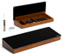 Desktop Black Glass Dry Erase Board with Wood Organizers for Small Office Supplies, Drawer Included