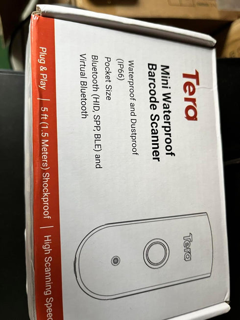Tera Mini 1D 2D QR Wireless Barcode Scanner, Waterproof Shockproof Pocket Scanner, 3-in-1 BT & USB Reader, 1100D