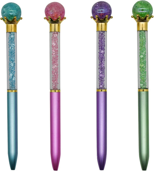 Maydahui 24PCS Crystal Gem Ballpoint Pen, Retractable Colorful Pearl Quicksand, Black Ink for Students