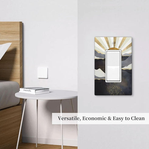 Mid Century Abstract Boho Sun Decorative Light Switch Plates, 1 Gang Outlet Covers for Home Aesthetic Decor