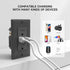 USB Outlet Receptacle, 20 Amp Duplex Tamper-Resistant Plug, Black Modern Wall Outlet with 3 USB Ports, 30W