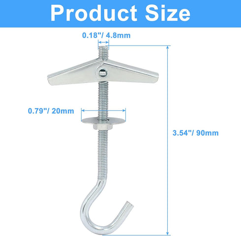 Hordion 4 Packs Heavy Duty Plasterboard Ceiling Hooks, Spring Toggle Wing Bolts Hanger for Hanging Plants