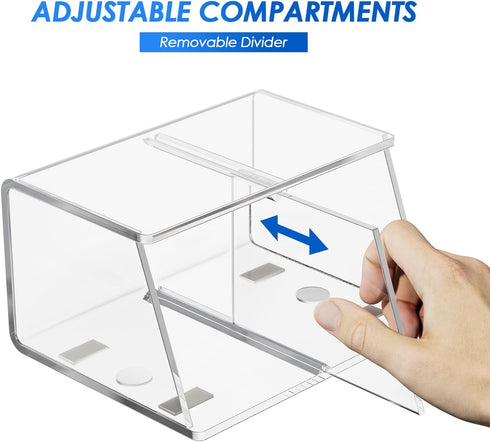 MaxGear Magnetic Dry Erase Marker Holder, Clear Acrylic Pen Holder for Fridge, Whiteboard, Locker, 2 Compartments