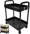 Vobumix 2 Tier Rolling Utility Cart Multi-Functional Storage Trolley with Lockable Wheels Plastic