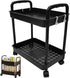 Vobumix 2 Tier Rolling Utility Cart Multi-Functional Storage Trolley with Lockable Wheels Plastic