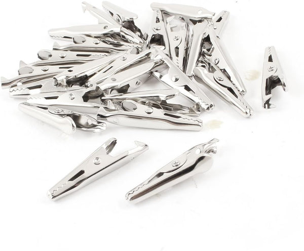 Honbay 25Pcs Silver Tone Alligator Clips Test Lead Crocodile Clamps
