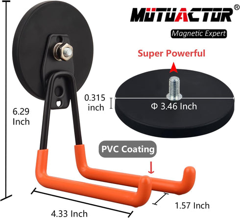 MUTUACTOR 2pcs Strong Magnetic Hooks, Heavy Duty Metal Hooks for Tool Organizer, Work Bench, Tool Box