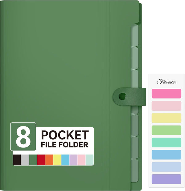 Forvencer Expanding File Folder, 8 Pocket Accordion Organizer for Documents, Cute Paper Organizer for School Office