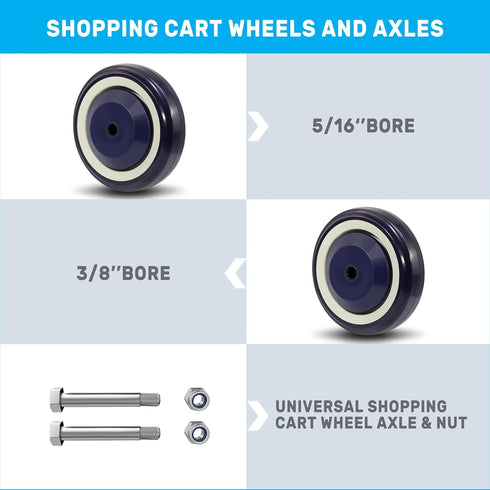 4" Set 4Load 1200 lbs(5/16"Bore,Dark SY America Shopping Cart Replacement Wheels Kit, Dual Precision