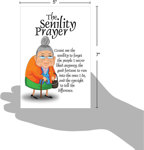 NobleWorks Funny Happy Birthday Note Card with Envelope, 4.63 x 6.75 Inch - Bday Greeting Card for Women, Senility
