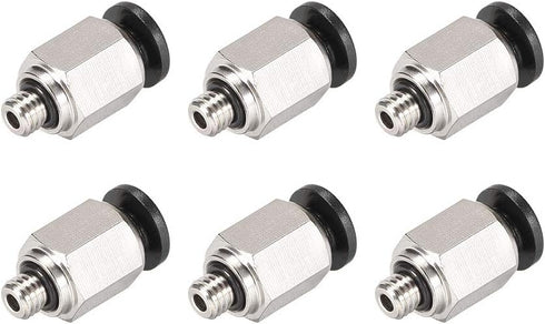 uxcell Straight Pneumatic Push To Quick Connect Fittings M5 Male x 4mm Tube OD, Silver Tone, 6pcs