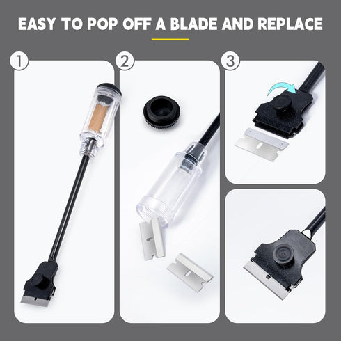 FOSHIO Multi-Purpose Window Tint Removal Tool Set with Long Handle Razor Blade Scraper, 20 Bonus Razor Blades