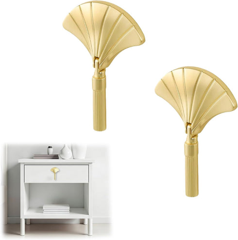 MOROBOR Ginkgo Leaf Shape Knob Handles, 2pcs Golden Creative Pull Hardware Furniture