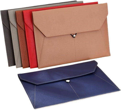 HJLLJJGA 1Pcs A4 Leather Document Holder Fashion Leather File Bag for Document Organizer Document Storage Bag Business