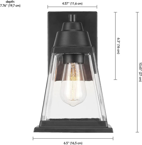44697 1-Light Bulb Globe Electric Merle Outdoor Wall Sconce, Bronze, Clear Glass Shade, Brown, Not Included