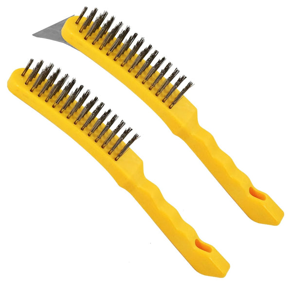 Wire Brush Set Heavy Duty Stainless Steel Bristles Brush with Plastic Handle