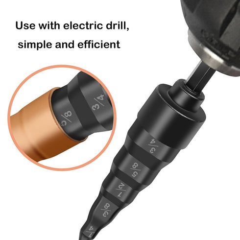 HVAC Repair Tool, 5-in-1 Air Conditioning Copper Pipe Expansion Swaging Drill Bit Set with Five Sizes of Drill Bits