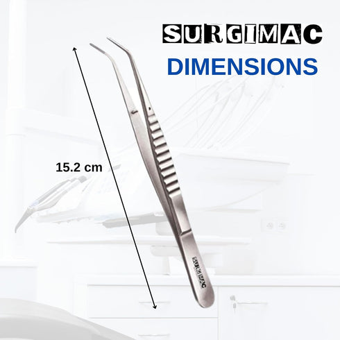 15.2cm SURGIMAC Dental Cotton Tweezers Serrated Angled Tips Medical Tweezers Stainless Steel Tweezers Long Surgical
