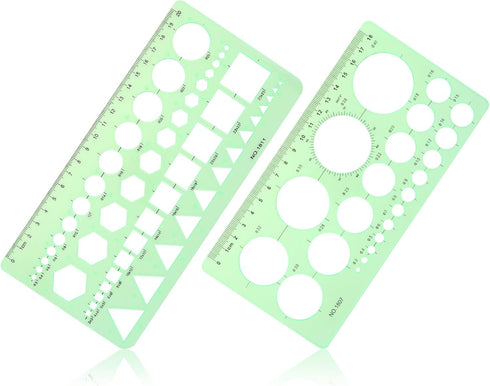 Circle Template & Geometric Drawings Templates Scale Drafting Stencils for Artist Design Drawing Aids 2 PACK